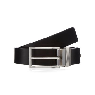 Black reversible leather buckle belt